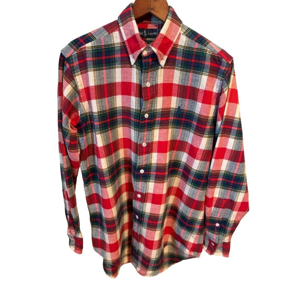 Ralph Lauren Plaid Button Down Shirt Mens Medium Long Sleeve Pony Classic Fit
